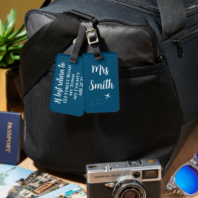Personlig Luggage Travel Märkre Honeymoon Bagagebricka (Fram & Baksida)