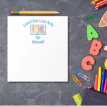 Personlig Lunchtime Kärlek not back to school Anteckningsblock<br><div class="desc">Personlig Lunchtime Kärlek Note Anteckningsblock Vill du att ditt barn ska veta att du saknar honom eller henne under dagen? Har ditt barn separationsångest eller saknar du under hela dagen? De här lunchsedlarna i kärlek är ett underbart sätt att låta din speciella någon veta att du tänker på dem. Jag...</div>