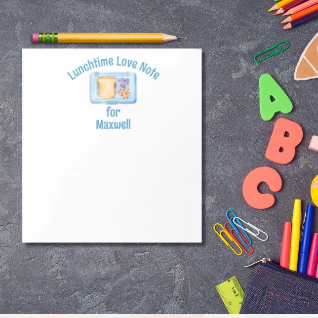 Personlig Lunchtime Kärlek not back to school Anteckningsblock (Personalized Back To School Lunchbox Love note )