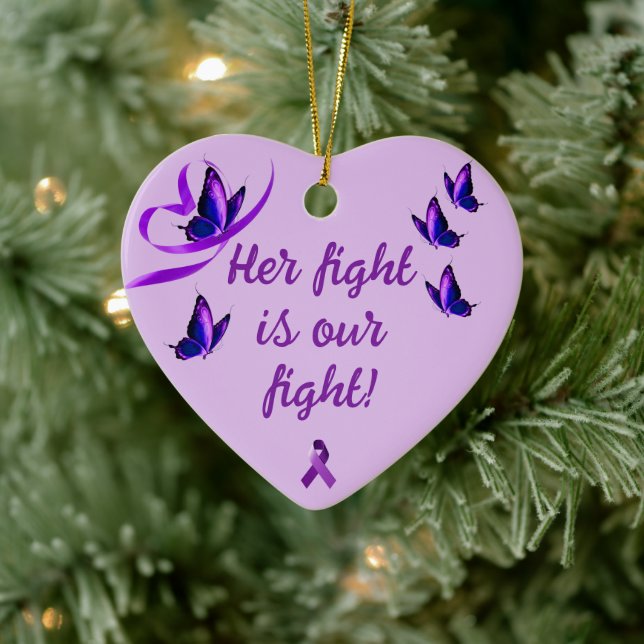 Personlig Lupus Support Lila Heart Julgransprydnad Keramik (Träd)
