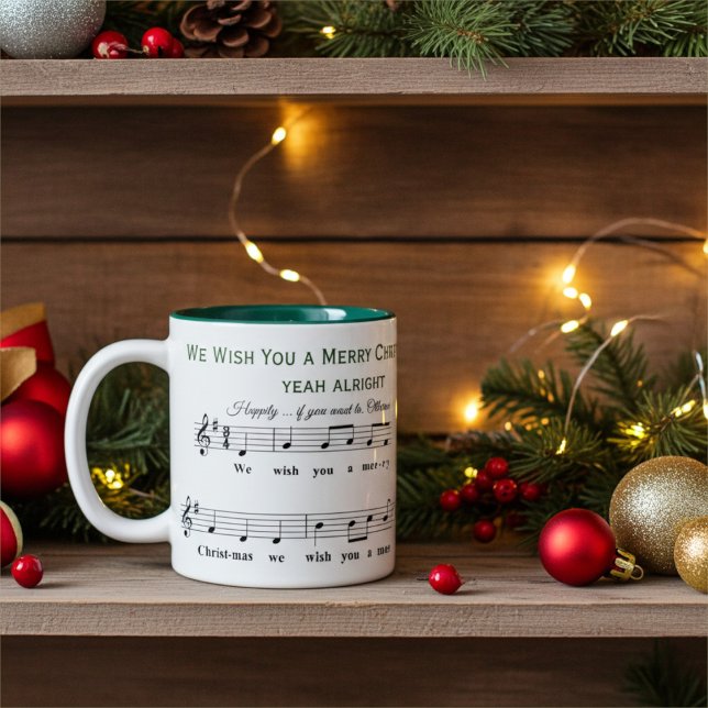 Personlig Lusnyj "Vi önskar dig ett God jul" Två-Tonad Mugg (Skapare uppladdad)