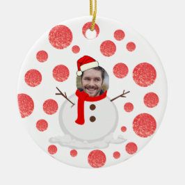 Personlig lustig ansikte-fotot, snögubbe christmas julgransprydnad keramik