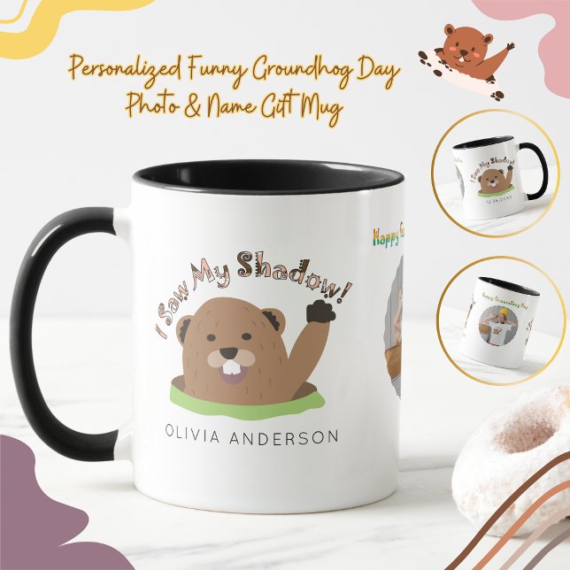 Personlig Lustigt Groundhog Day Photo & Namn Gift Mugg (Skapare uppladdad)