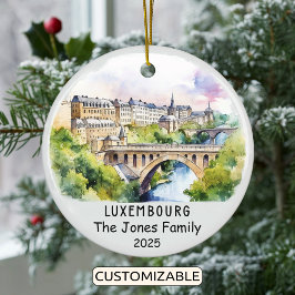 Personlig Luxemburg Ornament, Europa Julgransprydnad Keramik