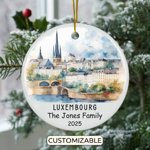 Personlig Luxemburg Ornament, Europa Julgransprydnad Keramik