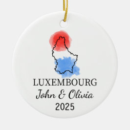 Personlig Luxemburg Ornament, Luxemburg Flagga Julgransprydnad Keramik