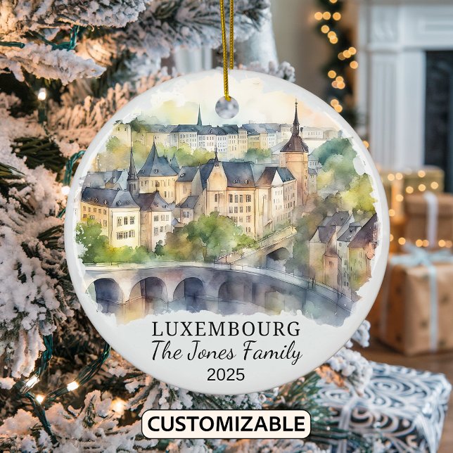 Personlig Luxemburg Ornament, Luxemburg Gift Julgransprydnad Keramik (Skapare uppladdad)