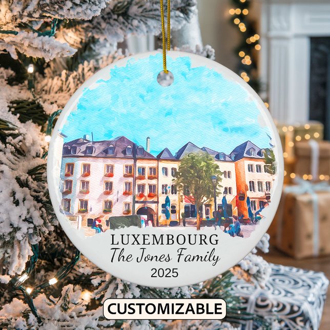 Personlig Luxemburg Ornament, Luxemburg Gift Julgransprydnad Keramik (Skapare uppladdad)