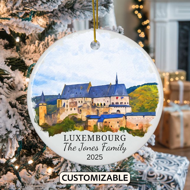 Personlig Luxemburg Ornament, Luxemburg Gift Julgransprydnad Keramik (Skapare uppladdad)