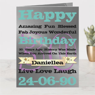Personlig Luxury Birthday Ord Grattis på födelseda Kort