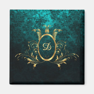 Personlig Luxury Damask guld Ram Magnet