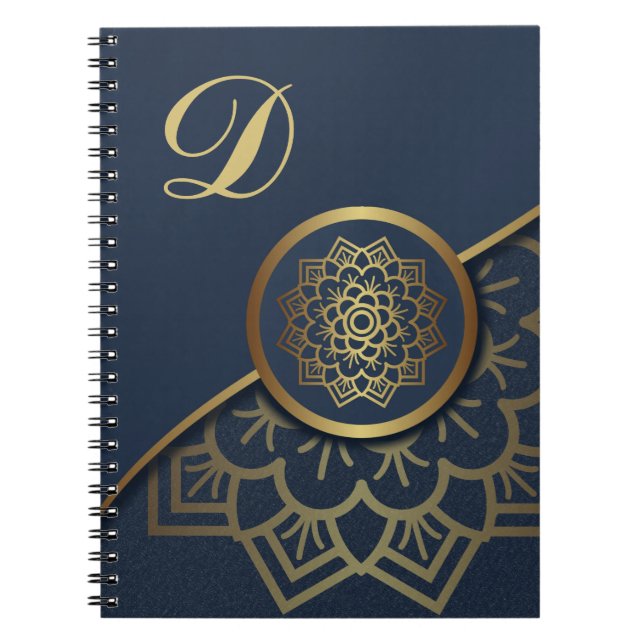 Personlig Luxury Guld Mandala Art Blue Anteckningsbok (Framsidan)
