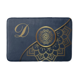 Personlig Luxury Guld Mandala Art Blue Badrumsmatta