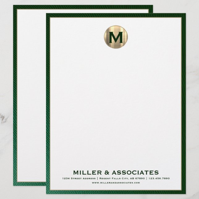 Personlig Luxury Monogram Business Brevhuvud (Fram/baksida)