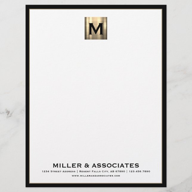 Personlig Luxury Monogram Business Letterhead Brevhuvud (Framsida)