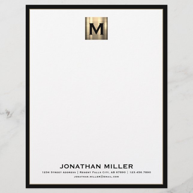 Personlig Luxury Monogram Letterhead Brevhuvud (Framsida)