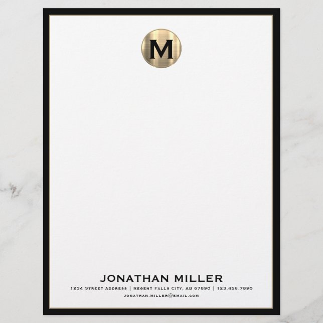 Personlig Luxury Monogram Letterhead Brevhuvud (Framsida)