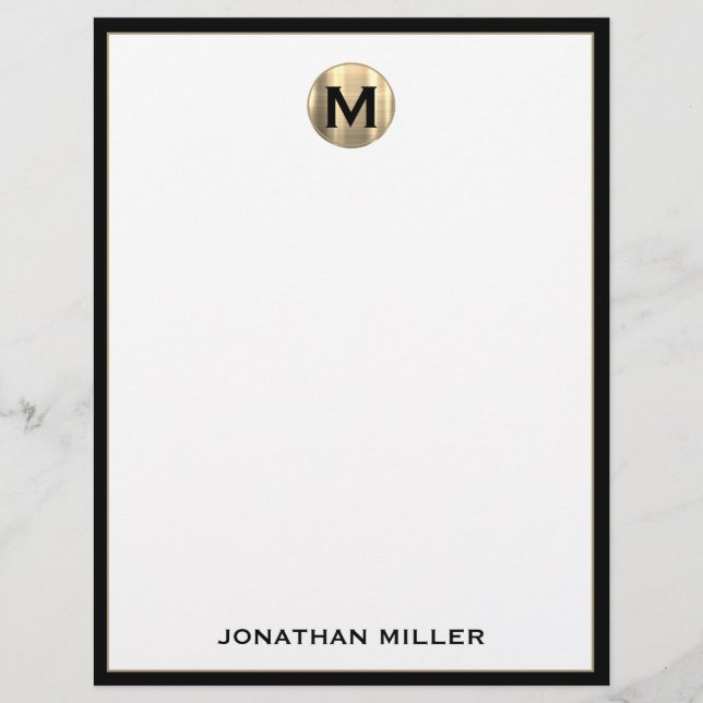 Personlig Luxury Monogram Letterhead med Namn Brevhuvud (Framsida)
