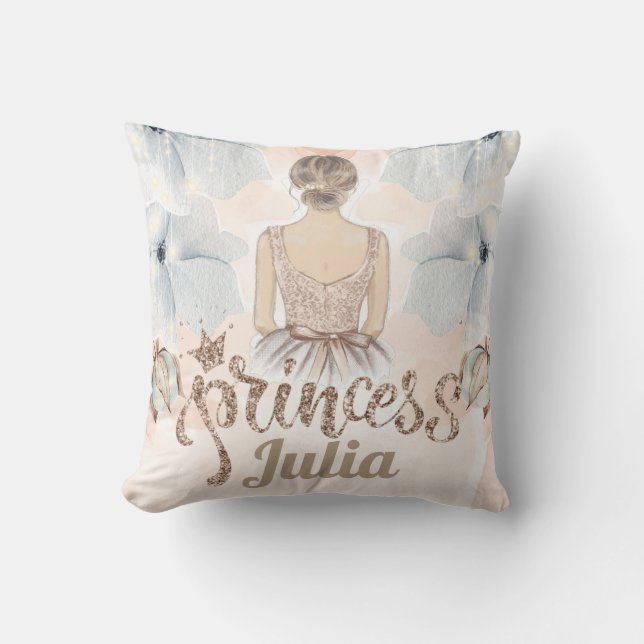 Personlig Luxury Princess Beige glitter Kudde (Framsida)