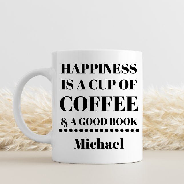 Personlig Lycka Är Kaffe & En Bra Bok Kaffemugg (Skapare uppladdad)