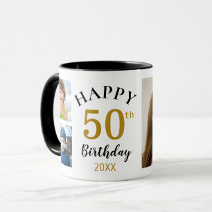 Personlig Lycklig 50:e födelsedagen 5 Fotokollage Mugg