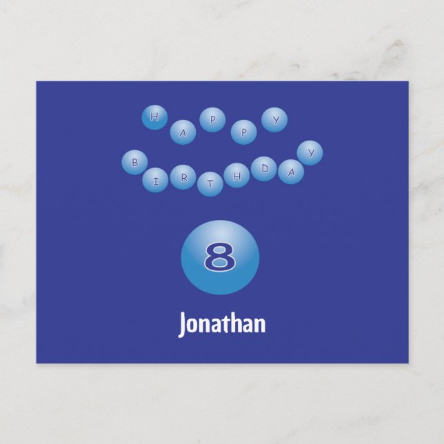 Personlig Lycklig 8:e födelsedag Bollar Vykort (Framsida)