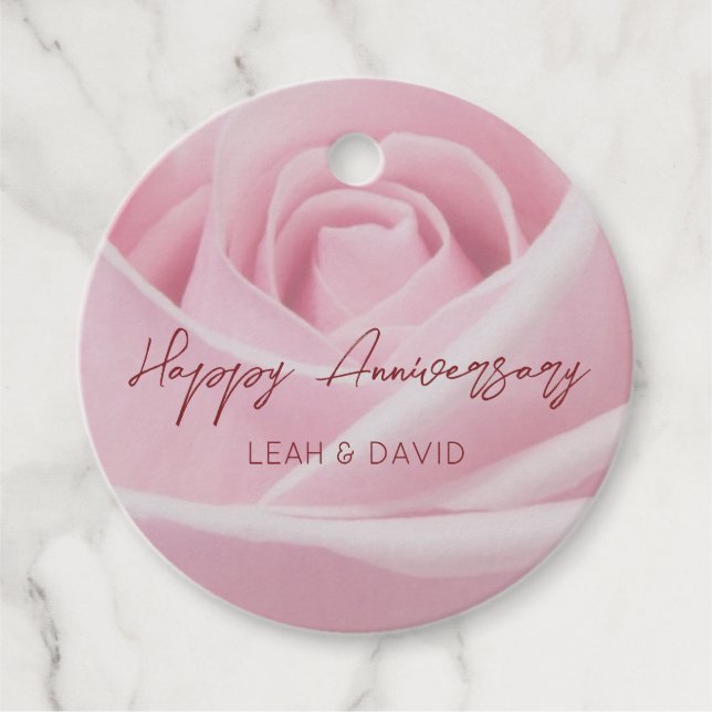 Personlig lycklig-årsdagen rosa ros gåvor etiketter (Framsida)