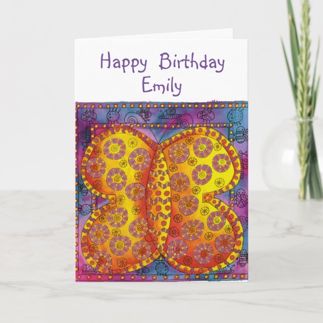 Personlig Lycklig Butterfly Birthday Card Kort (Framsida)