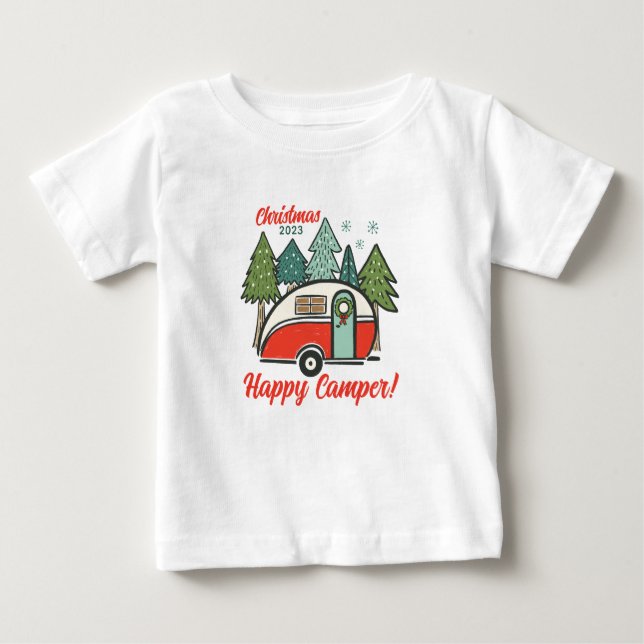 Personlig Lycklig Camper-jul T Shirt (Framsida)