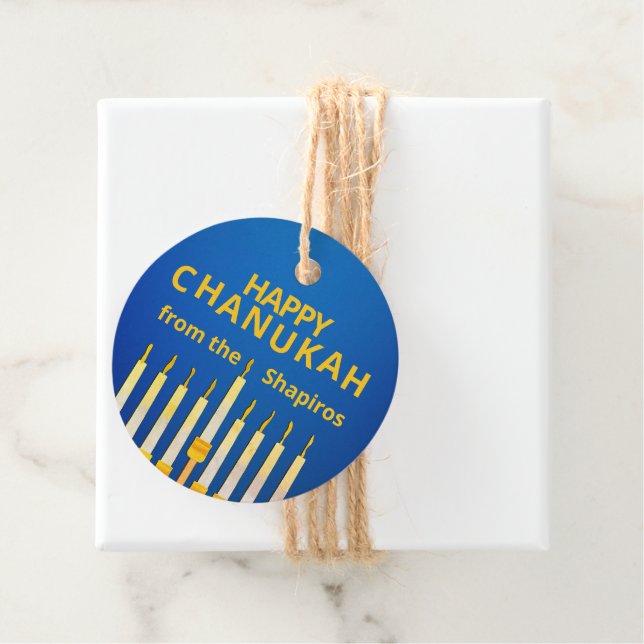 Personlig Lycklig Chanukah! Menorah Gift Märkre Gåvor Etiketter (På plats)