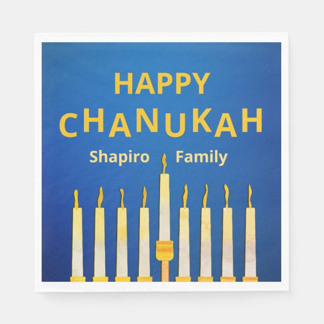 Personlig Lycklig Chanukah Menorah Pappersservett (Framsidan)