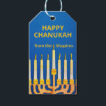 Personlig Lycklig Chanukah Menorah Presentetikett<br><div class="desc">Personlig Lycklig Chanukah Menorah Gift-Märkre. Ändra Namn före beställning. Kan också anpassa meddelandet på baksidan.</div>