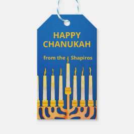 Personlig Lycklig Chanukah Menorah Presentetikett