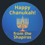 Personlig Lycklig Chanukah! Menorah Runt Klistermärke<br><div class="desc">Personlig Lycklig Chanukah! Menorah Classic Round Sticker</div>