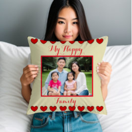 Personlig Lycklig Family Dekorativ kudde med foto