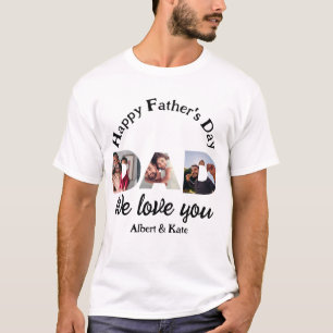 Personlig lycklig fars dag Pappa 3 fotokollage T Shirt