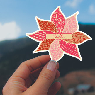 Personlig Lycklig Flower Namn-fästare Klistermärken