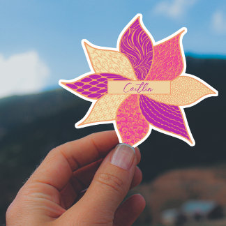 Personlig Lycklig Flower Namn-fästare Klistermärken