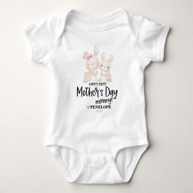 Personlig Lycklig Första Mors dag T Shirt (Framsida)