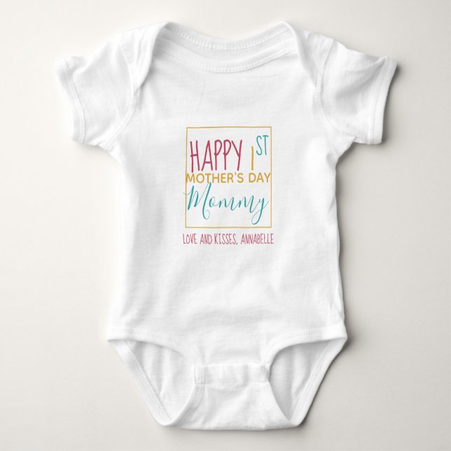 Personlig Lycklig Första Mors dag T Shirt (Framsida)
