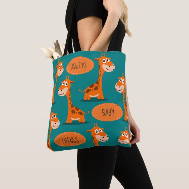 Personlig Lycklig Giraffe Baby Sak Tygkasse (Närbild)