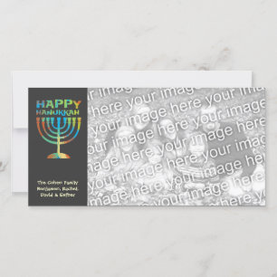 Personlig Lycklig Hanukkah Manorah-fotokort Julkort