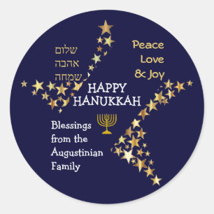 Personlig LYCKLIG HANUKKAH Runt Klistermärke