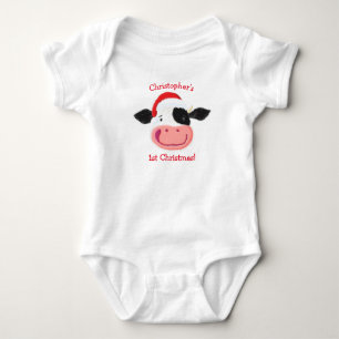 Personlig Lycklig Holstein Cow 1:a julen T Shirt