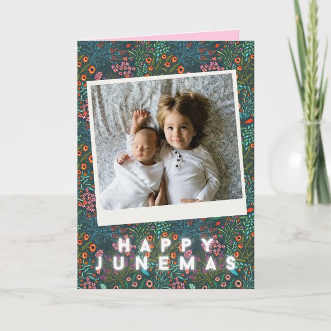 Personlig Lycklig Junemas-fotokort Kort (Framsida)