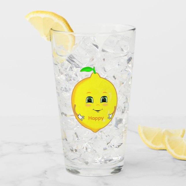 Personlig Lycklig Lemon & Star Glaskopp (Framsida Ice)