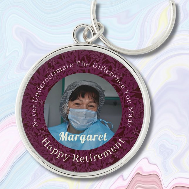 Personlig Lycklig Nurse Pension-gåvor Rund Silverfärgad Nyckelring (Nurse Retirement Gifts)