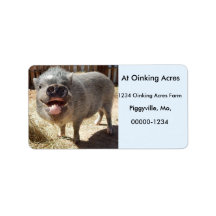Personlig Lycklig Smiling Mini Gris Adressetikette