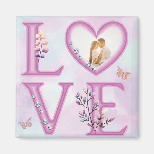 Personlig Lycklig Valentines Day Photo Magnet (Framsidan)