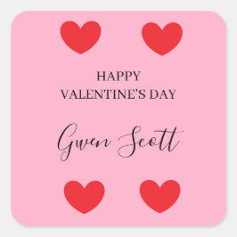 Personlig Lycklig Valentines rosa i hjärtat Fyrkantigt Klistermärke